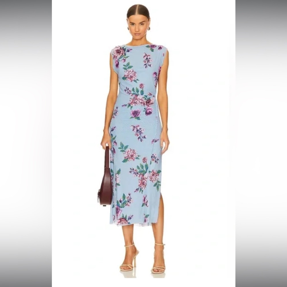 Free People Floral Maxi Dress - Light Blue and Pink